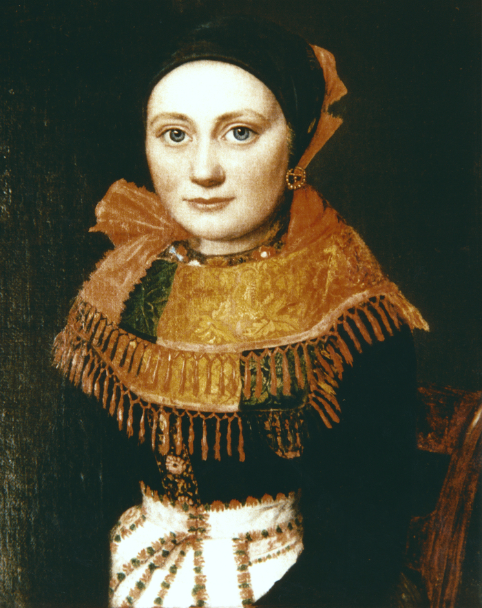 Leise Jeppesen - kaldet Elise - som Elisenborg er opkaldt efter. Maleri udført af C. F. Fiebig, 1842. (Privateje).